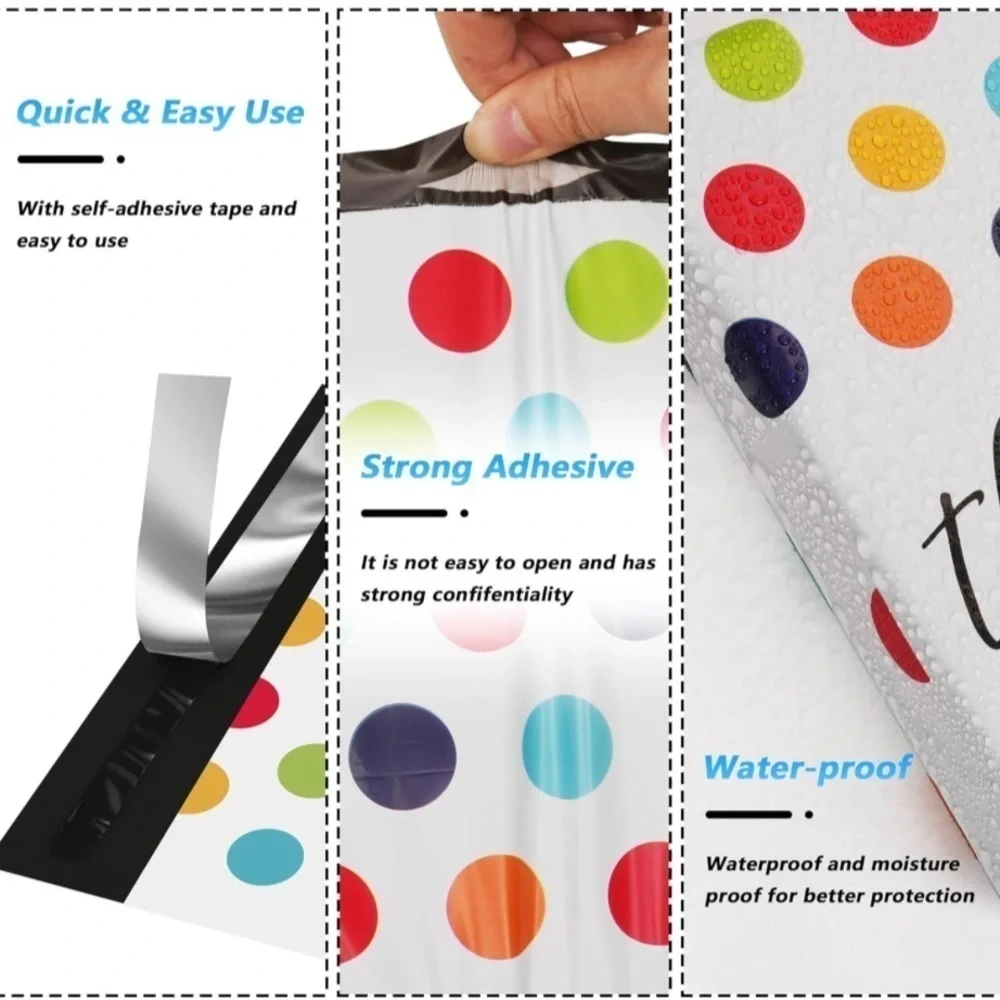 10 Count Polymailer Size Variety Bundle - HAPPY DOTS  (5/6x9 + 5/14x17)